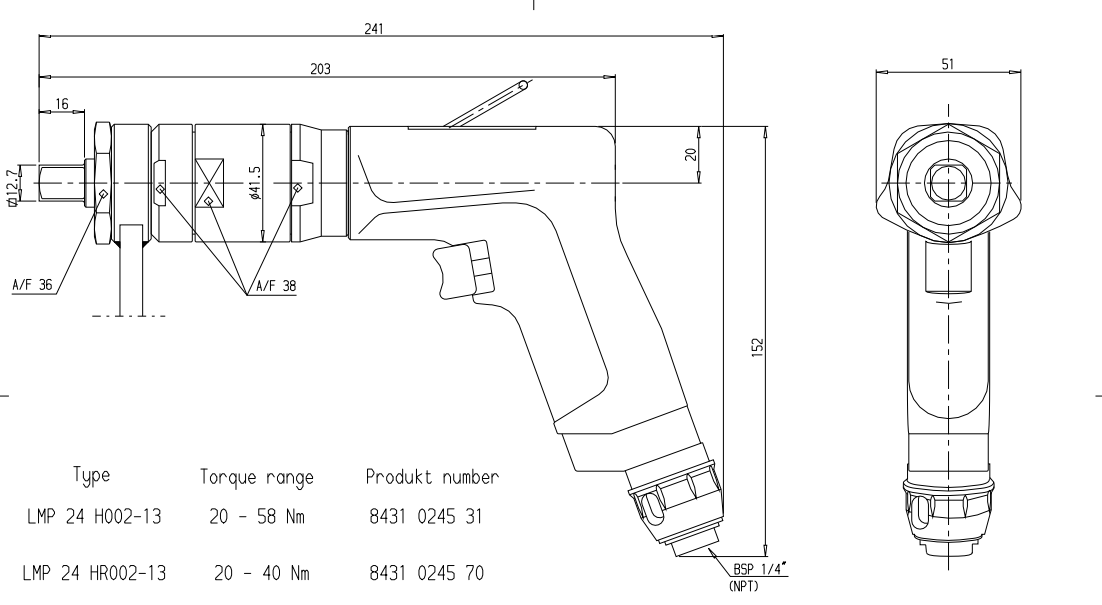 Atlas 扳手手枪握把LMP24 HR002-13结构图